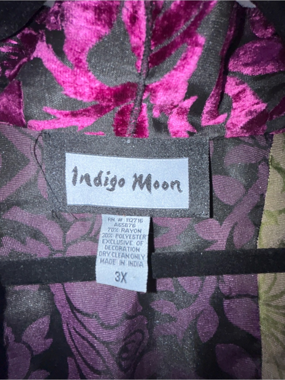 Indigo Moon Patchwork Mix Print Embellished Long Sleeve One Button Kimono Jacket - Picture 7 of 11